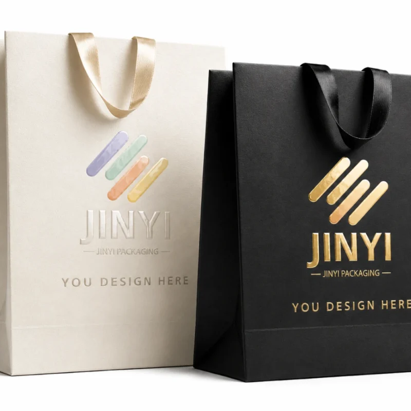 Premium custom gift bag with gold foil hot stamping and cotton rope handle — JINYI