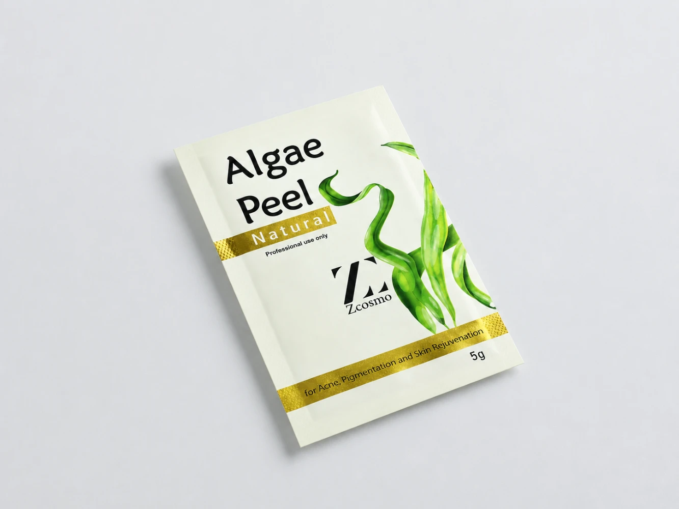 Gold hot stamping finish on flat pouch — metallic foil detail for premium brand presentation