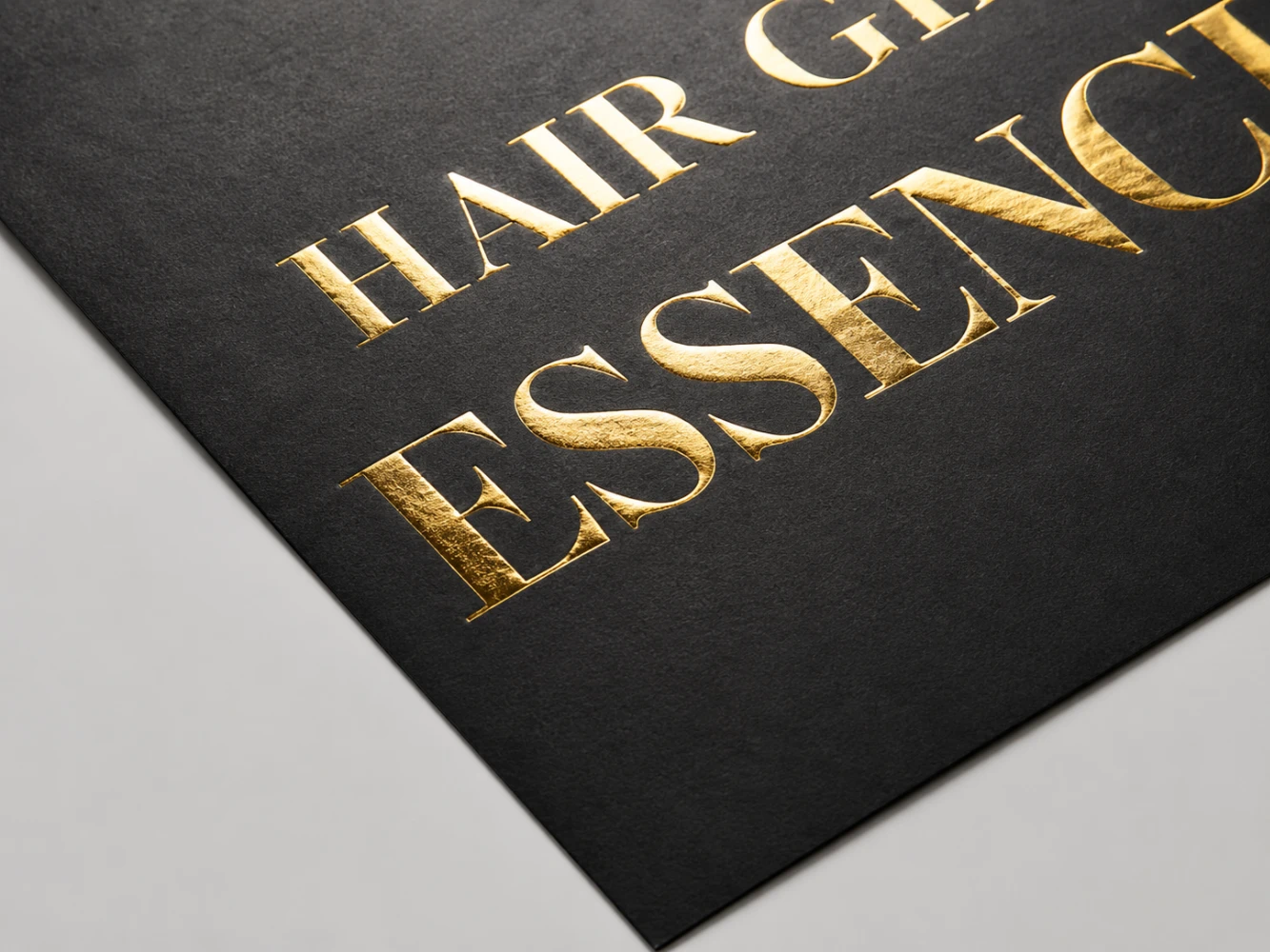 Gold hot stamping finish — metallic foil detail for luxury brand presentation