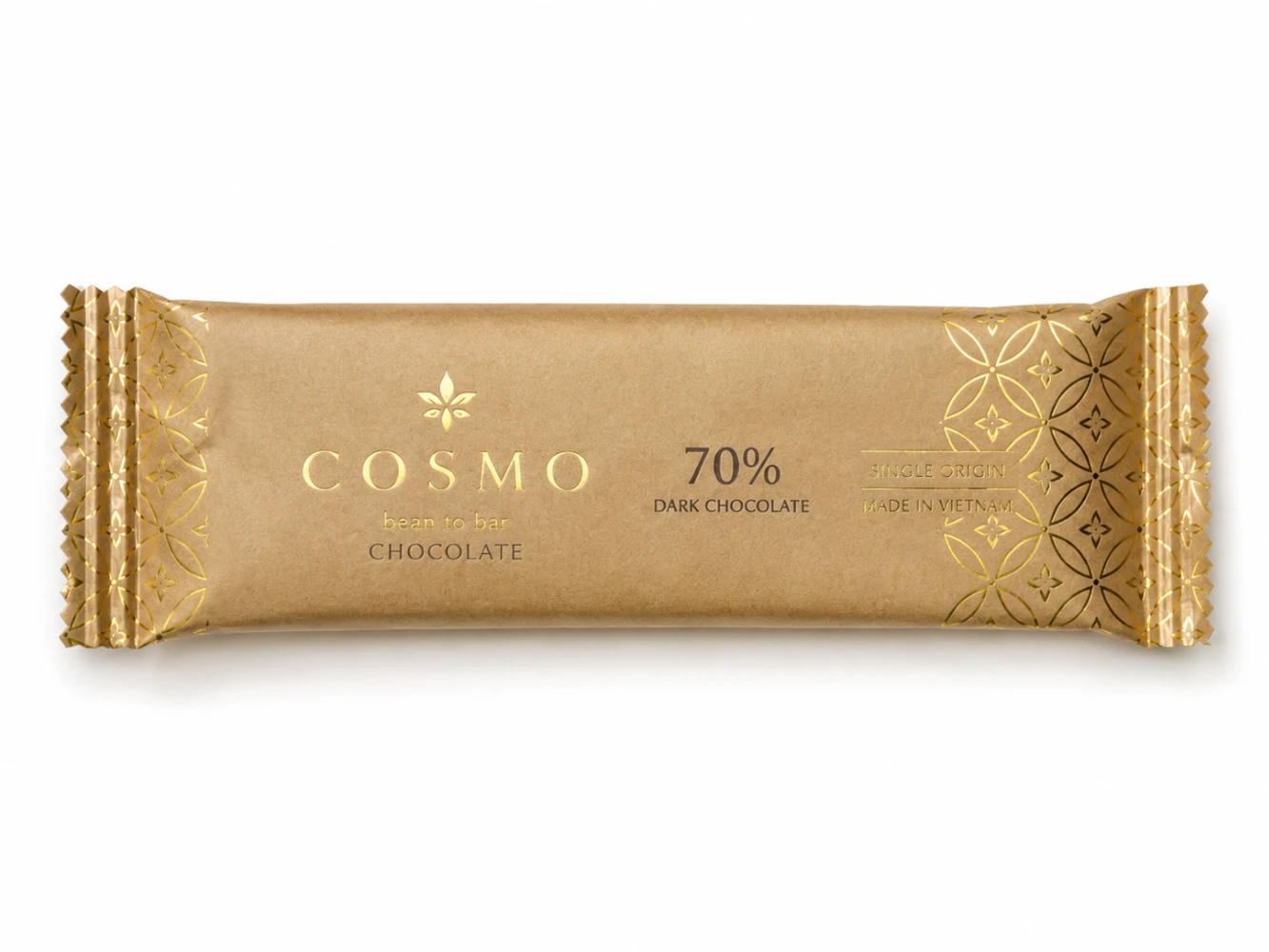 Gold hot stamping finish on pillow bag — metallic foil detail for premium brand presentation
