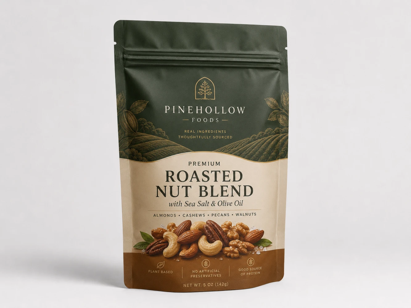 Matte finish on light-colored flexible packaging — understated elegant surface for premium packaging