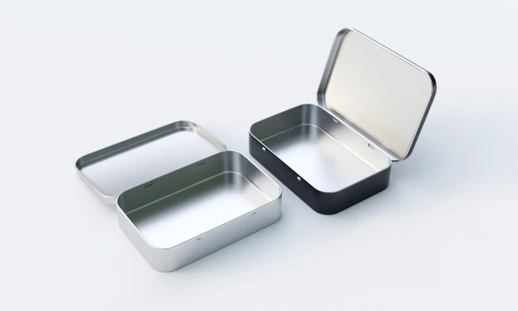 Tin boxes used for packaging and protecting products.