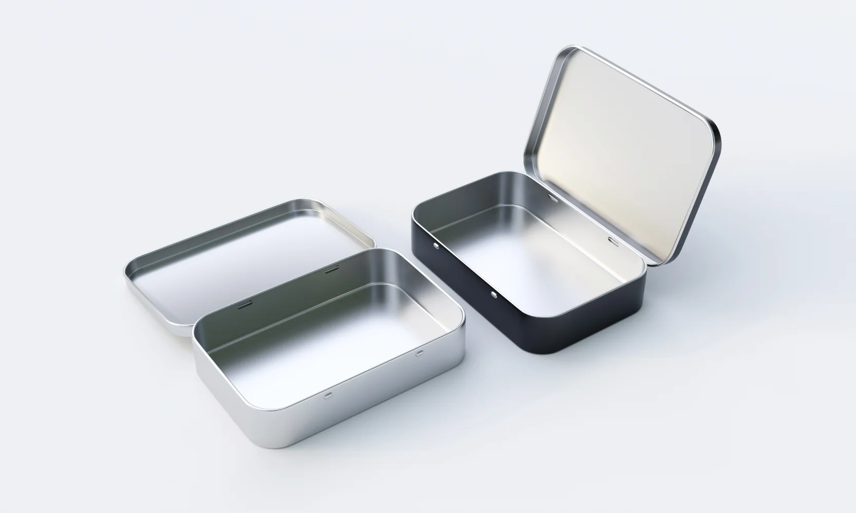 Tin boxes used for packaging and protecting products.