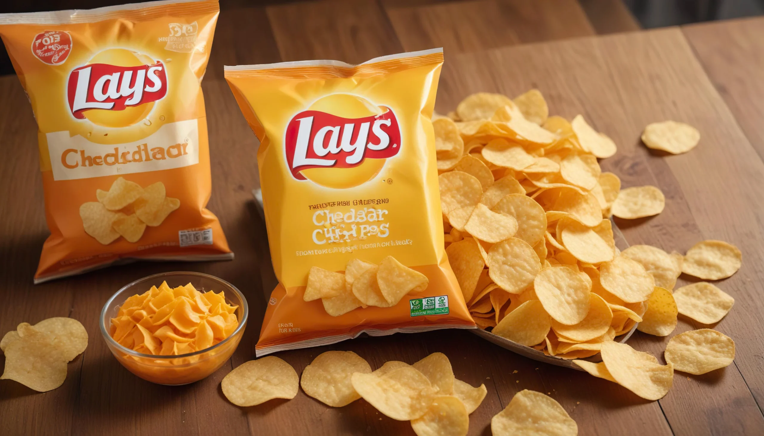 Pillow-shaped packaging bags used for packaging potato chips.