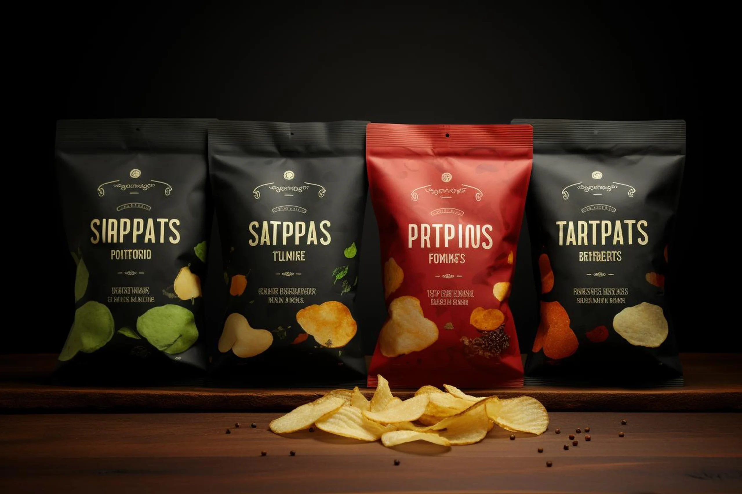 Pillow-shaped packaging bags used for packaging potato chips.