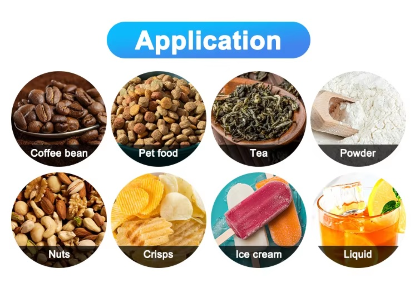 JINYI flexible packaging applications for coffee beans pet food tea powder nuts crisps and liquid products