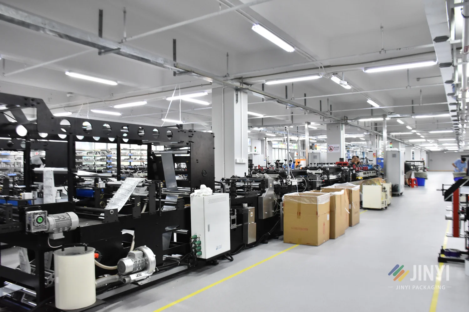 JINYI bag making machine with zipper installation for resealable custom stand-up pouches — press-to-close zipper fitting during production