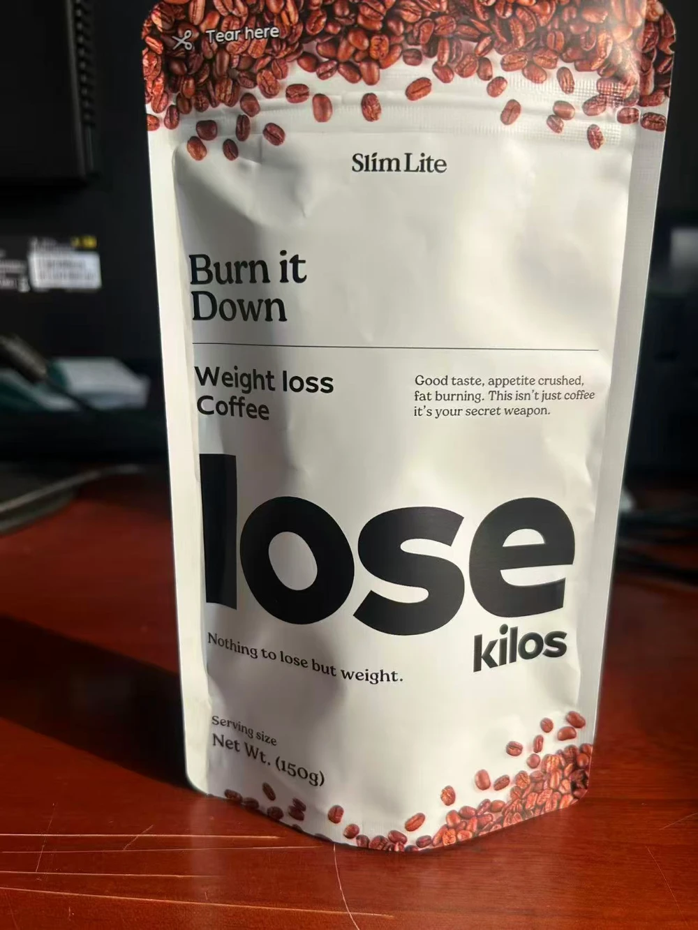 JINYI custom coffee stand-up pouch with matte finish and white print — factory-direct flexible packaging for coffee brands