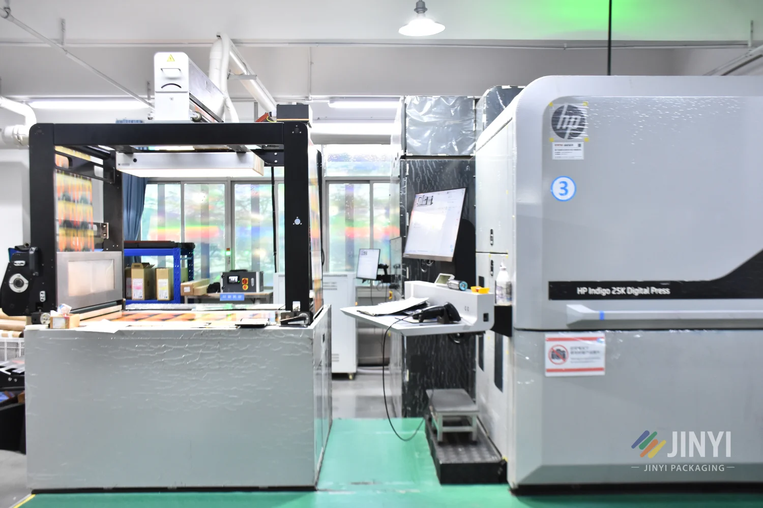 JINYI HP Indigo 25K digital press for flexible packaging production — part of JINYI's four-press HP Indigo fleet