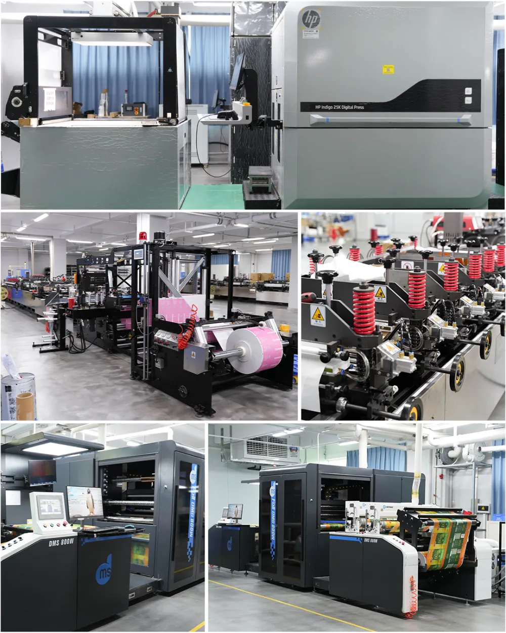 JINYI packaging factory printing production floor with multiple HP digital and gravure printing lines