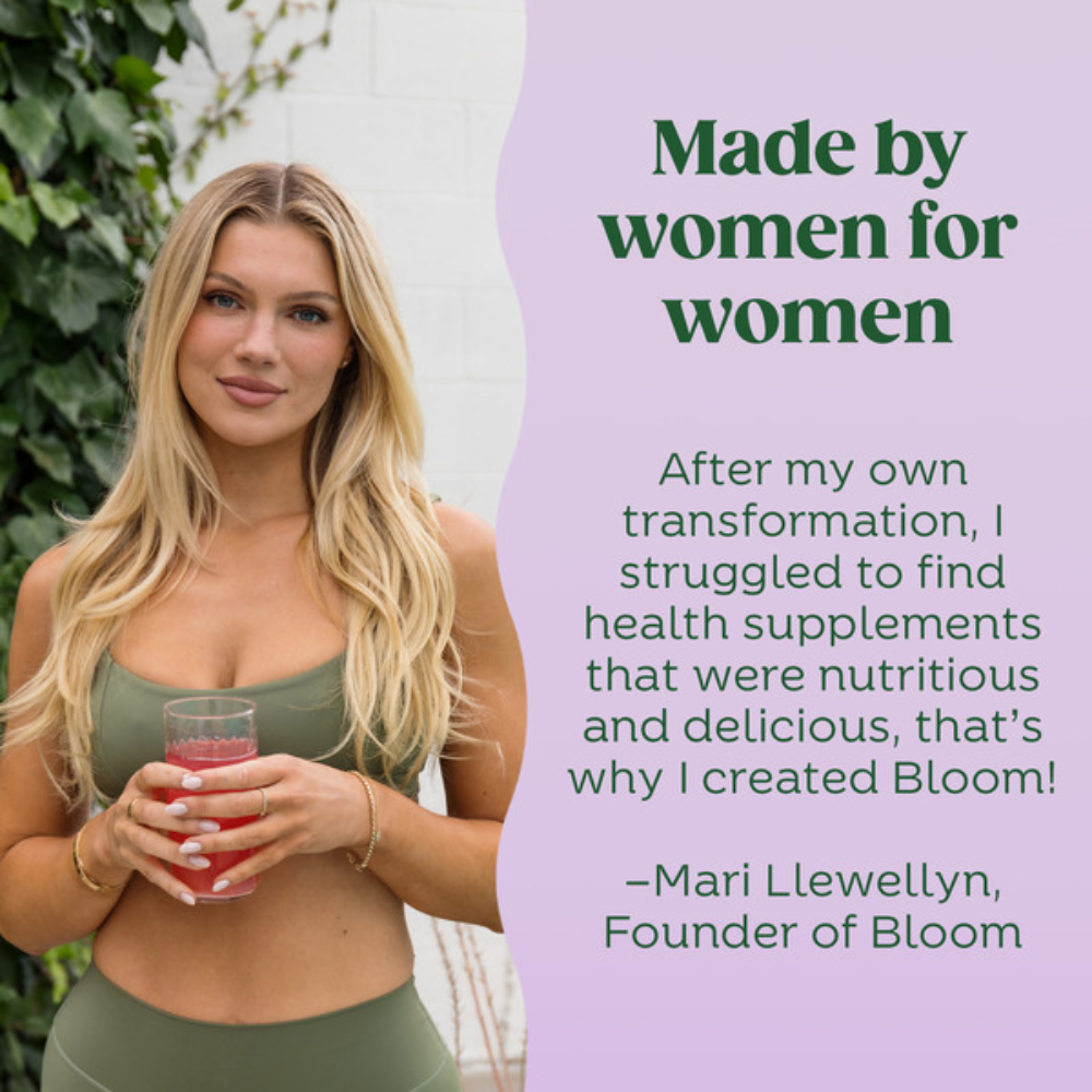 Bloom Nutrition founder Mari Llewellyn — "Made by women for women" brand founding story behind the TikTok supplement brand's packaging and marketing strategy