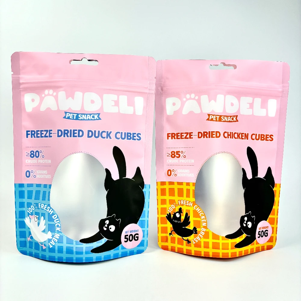 JINYI custom pet food stand-up pouches with high-saturation full-colour print — factory-direct flexible packaging for natural dog food and cat food brands from 500 units