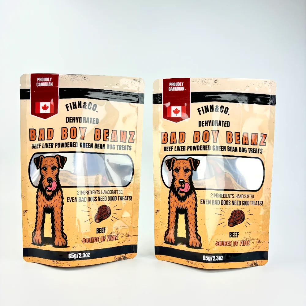 JINYI custom pet food stand-up pouches with white print — factory-direct flexible packaging for dog and cat food brands from 500 units