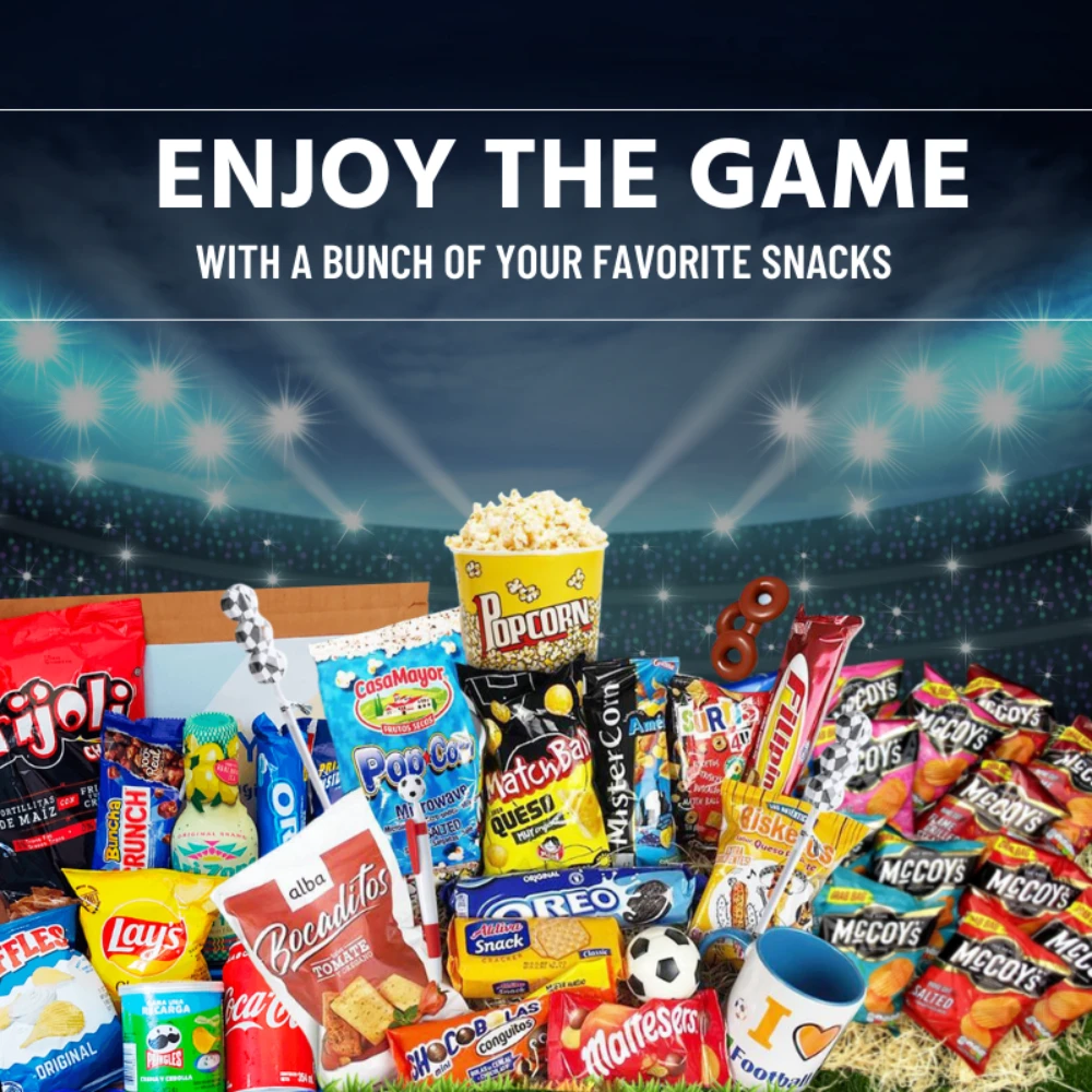 World Cup 2026 stadium snack food packaging display — flexible bags and pouches for game day food and beverage brands