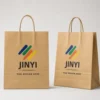 Sac en papier kraft personnalisé avec poignées torsadées — vue en angle — JINYI