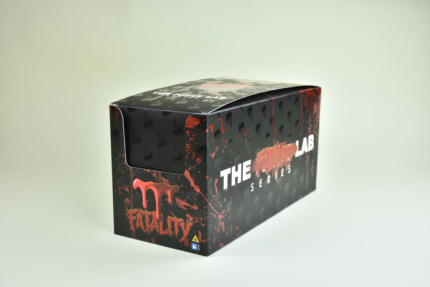 The Paint Lab custom display box front view — matte black with spot UV branding, produced by JINYI