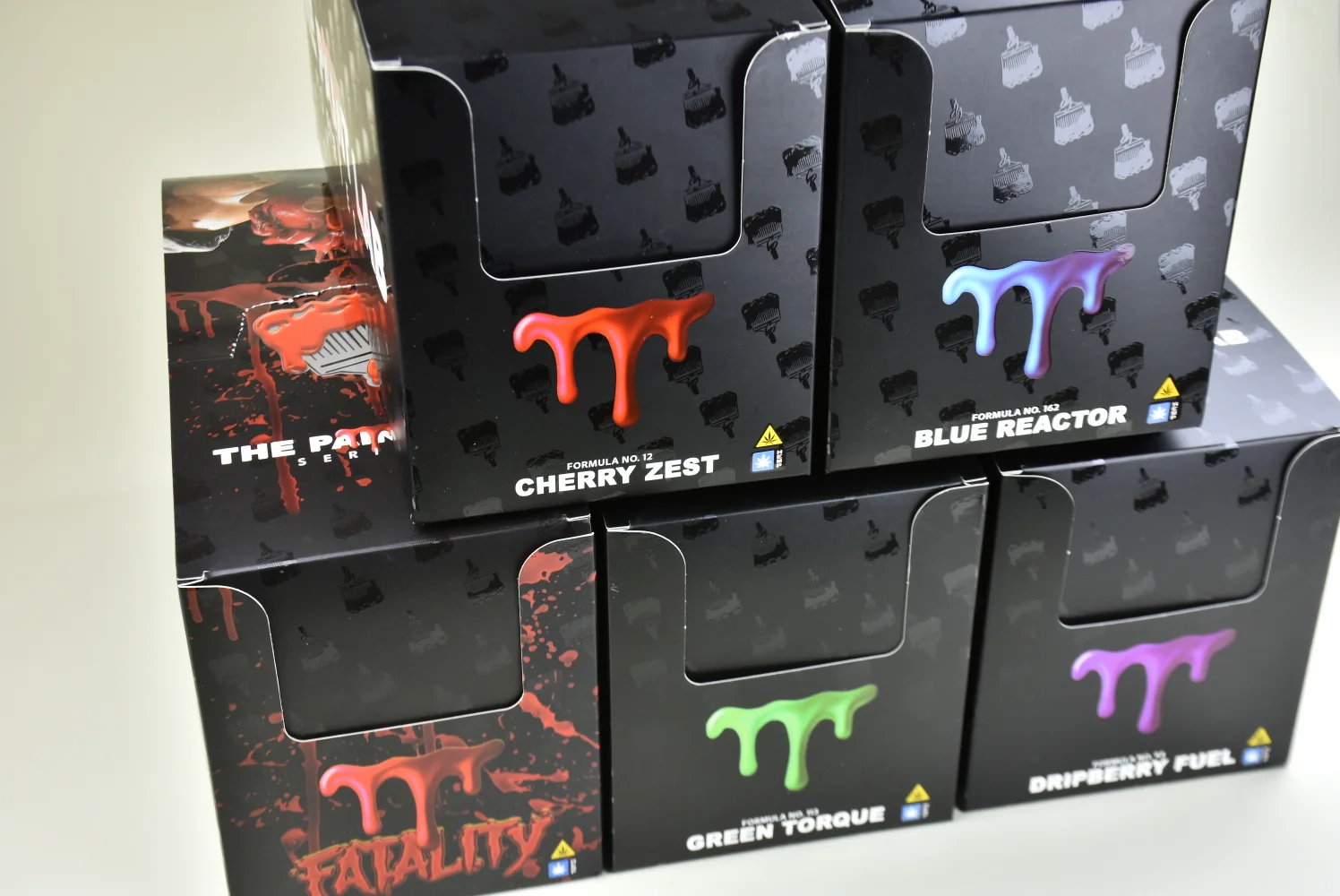 The Paint Lab matched retail packaging set — stand-up pouches loaded in display box, produced by JINYI